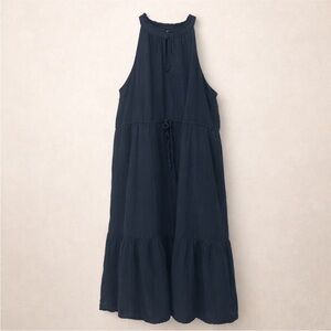 Time and Tru Navy Tiered Midi Dress XL 16-18 Sleeveless Cotton Boho Summer